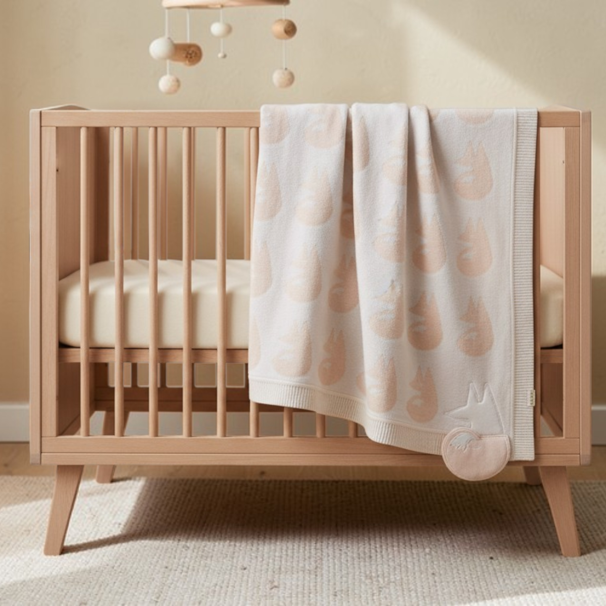 Signature Jacquard Merino Wool Blanket – Cream