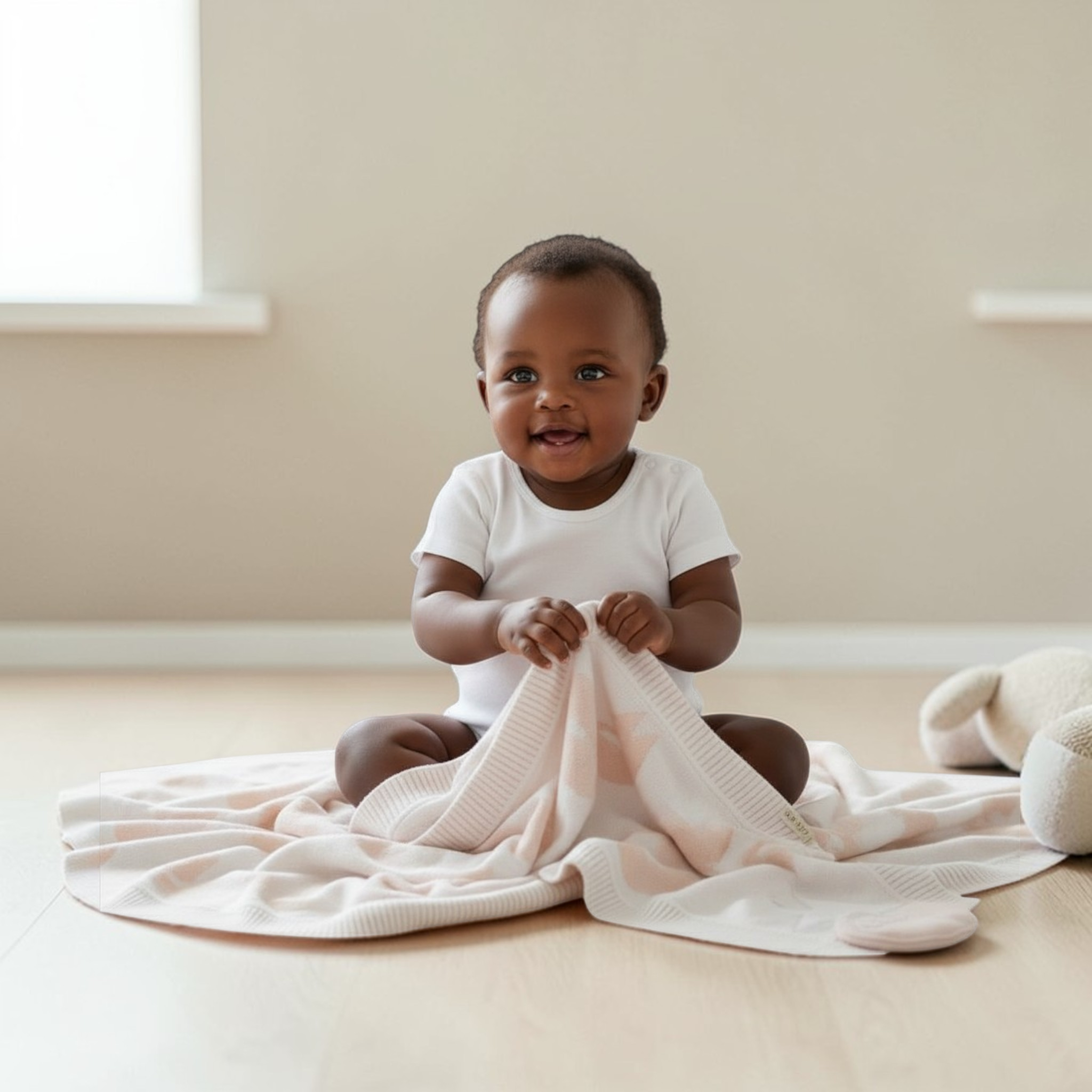 Signature Jacquard Merino Wool Blanket – Cream